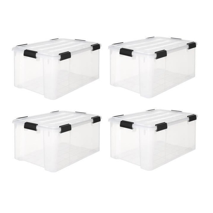IRIS OHYAMA Lot de 4 boîtes de rangement - Hermétiques - 50 L - avec