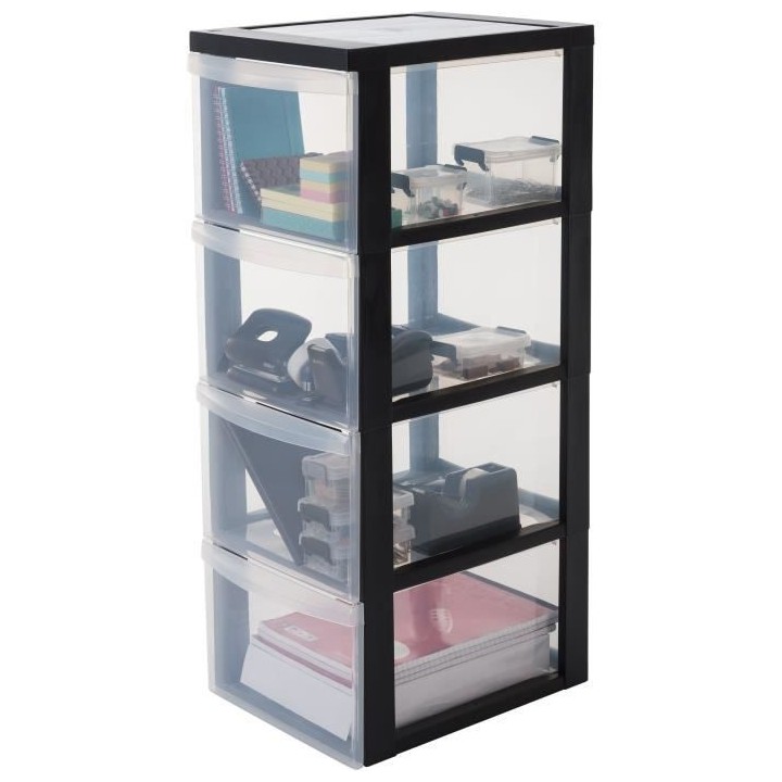 IRIS OHYAMA Armoire de rangement - 4 tiroirs de 15 L - Avec roues - Po