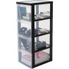 IRIS OHYAMA Armoire de rangement - 4 tiroirs de 15 L - Avec roues - Poignées ergonomiques - L29 x P37,5 x H81 cm - Noir