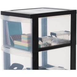 IRIS OHYAMA Armoire de rangement - 4 tiroirs de 15 L - Avec roues - Poignées ergonomiques - L29 x P37,5 x H81 cm - Noir