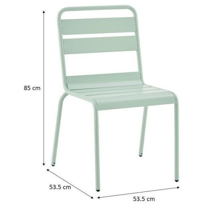 Lot de 4 chaises de jardin - Acier - Vert Céladon