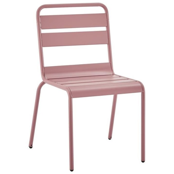 Lot de 4 chaises de jardin - Acier - Rose
