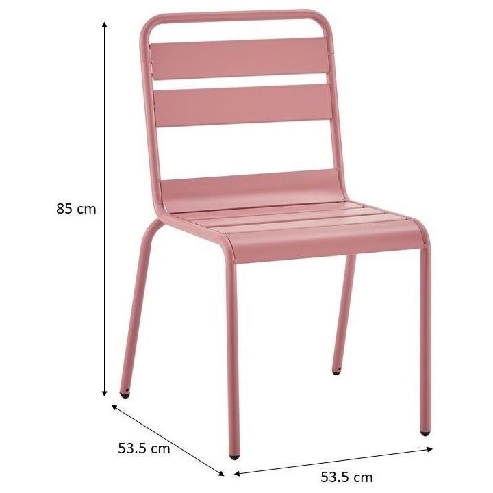 Lot de 4 chaises de jardin - Acier - Rose