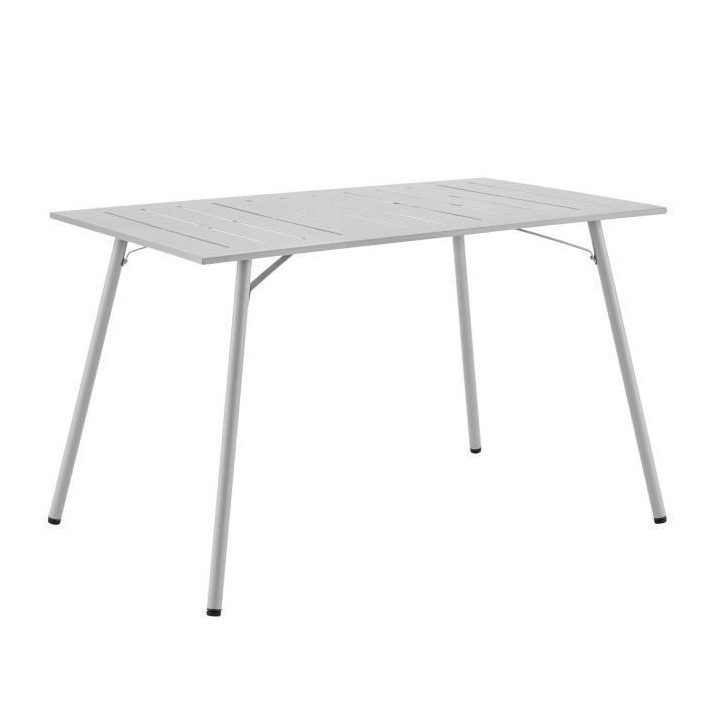 Table de jardin rectangulaire - 120 cm - Acier - Gris