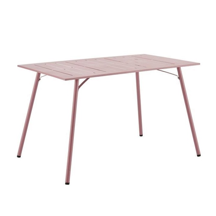 Table de jardin rectangulaire - 120 cm - Acier - Rose