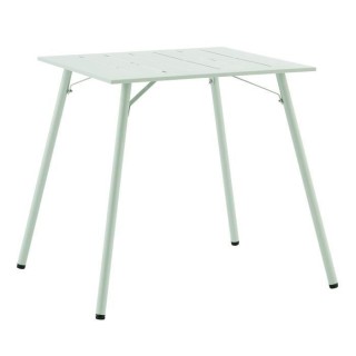 Table de jardin carré - Acier - L 70 x P 70 x H 73 cm - Vert céladon