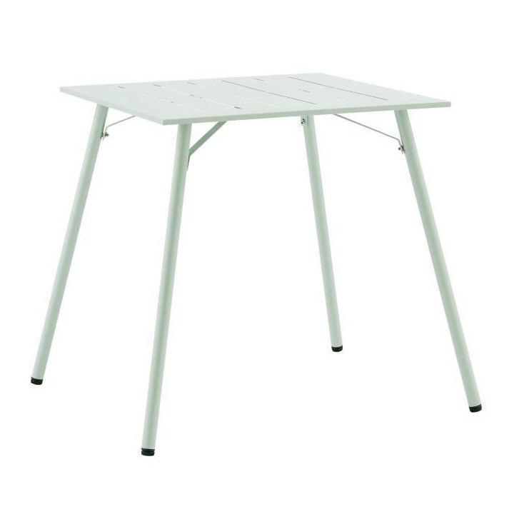 Table de jardin carré - Acier - L 70 x P 70 x H 73 cm - Vert céladon