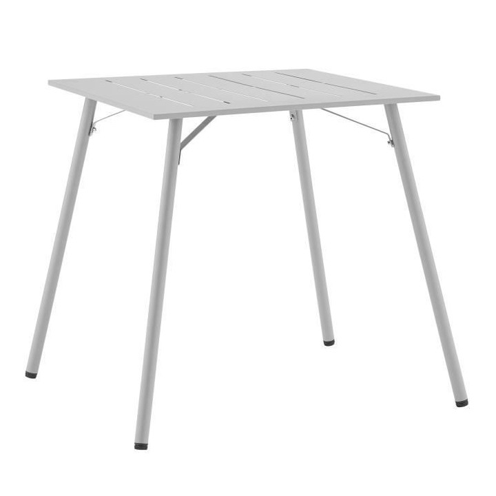 Table de jardin carré - Acier - L 70 x P 70 x H 73 cm - Gris