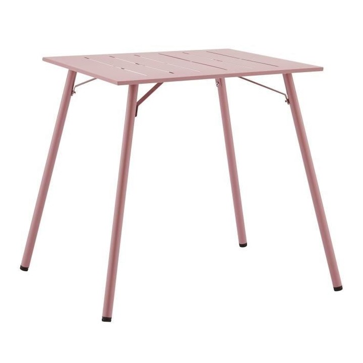 Table de jardin carré - Acier - L 70 x P 70 x H 73 cm - Rose