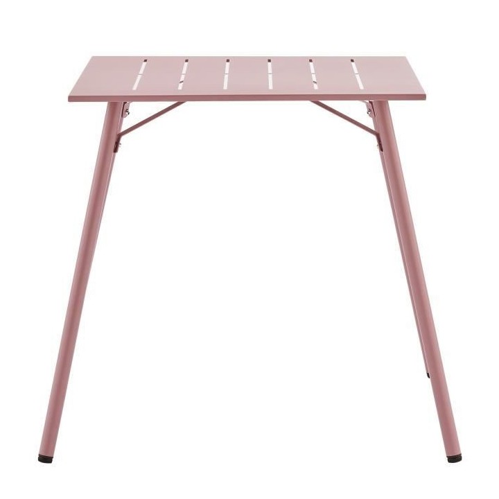 Table de jardin carré - Acier - L 70 x P 70 x H 73 cm - Rose