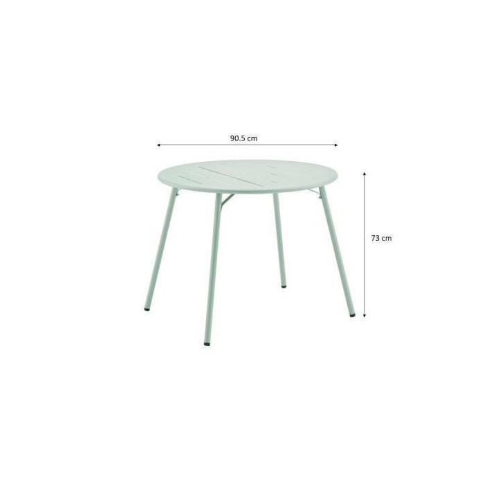 Table de jardin ronde - D 90 x H 73 cm - Vert Céladon - Acier