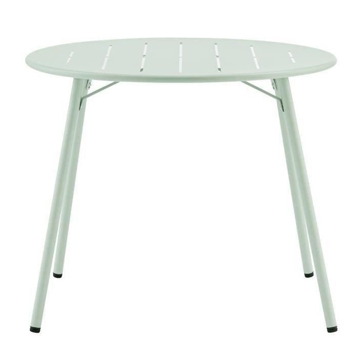 Table de jardin ronde - D 90 x H 73 cm - Vert Céladon - Acier