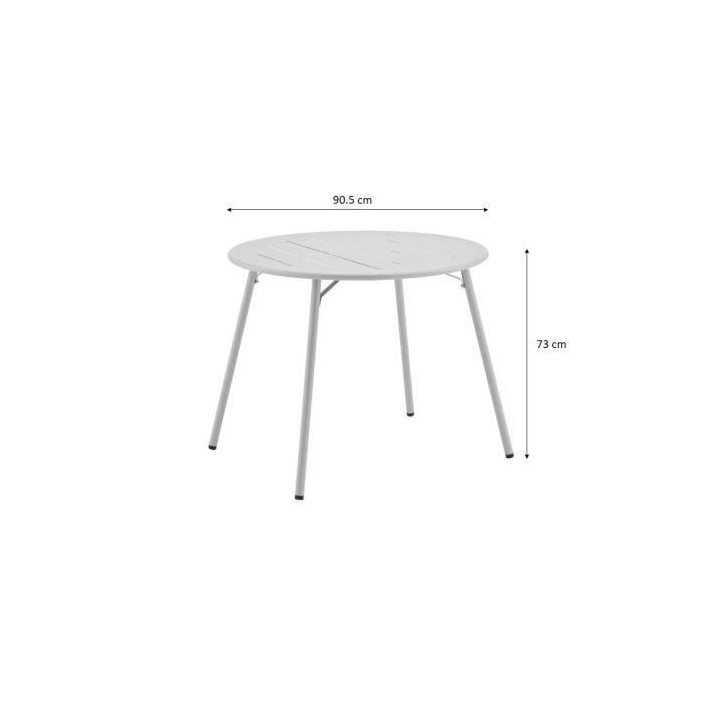 Table de jardin ronde - 90 cm - Acier - Gris
