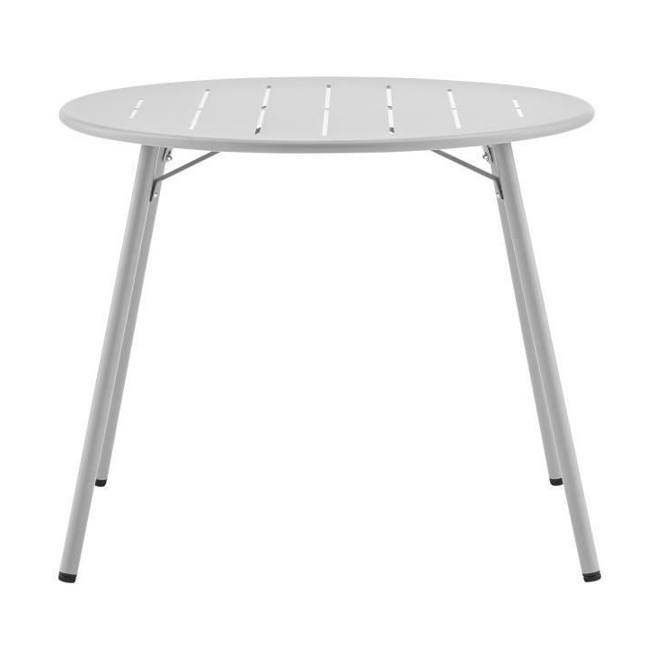 Table de jardin ronde - 90 cm - Acier - Gris