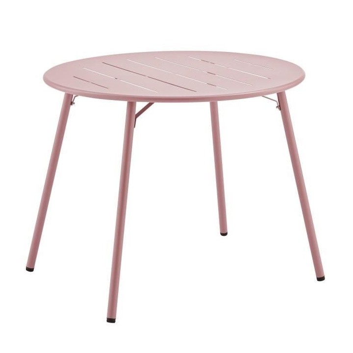 Table de jardin ronde - Rose - Métal - D 90 x 73 cm