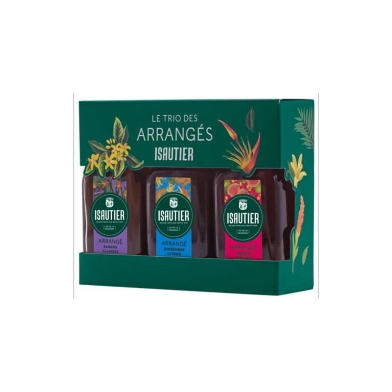 Isautier - Coffret 3 Arrangés - Gingembre Citron, Banane Flambée et Goyave Rooibos - 40,0% Vol. - 3x20 cl