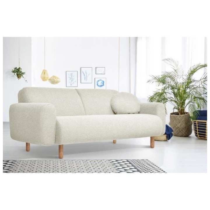 HEXAGONE - Canapé fixe 3 places - Blanc ivoire - 194 x 93 x 76cms - I