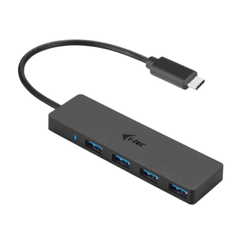 USB-C HUB I-TEC avec 4 Ports USB 3.0 avec Câble Intégré 20cm