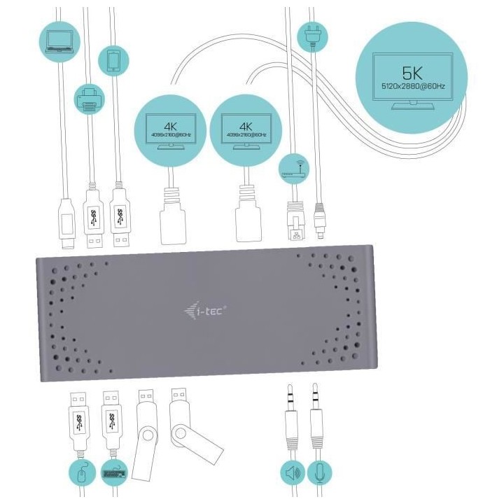 i-tec - USB 3.0/USB-C Station d'accueil Universelle 5K/2x4K