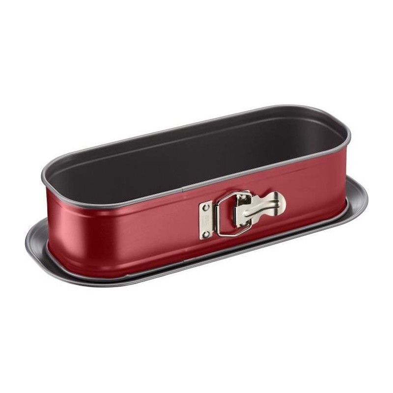 TEFAL Moule a cake Delibake en acier - Ø 30 x 11 cm - Rouge et gris - Avec charniere