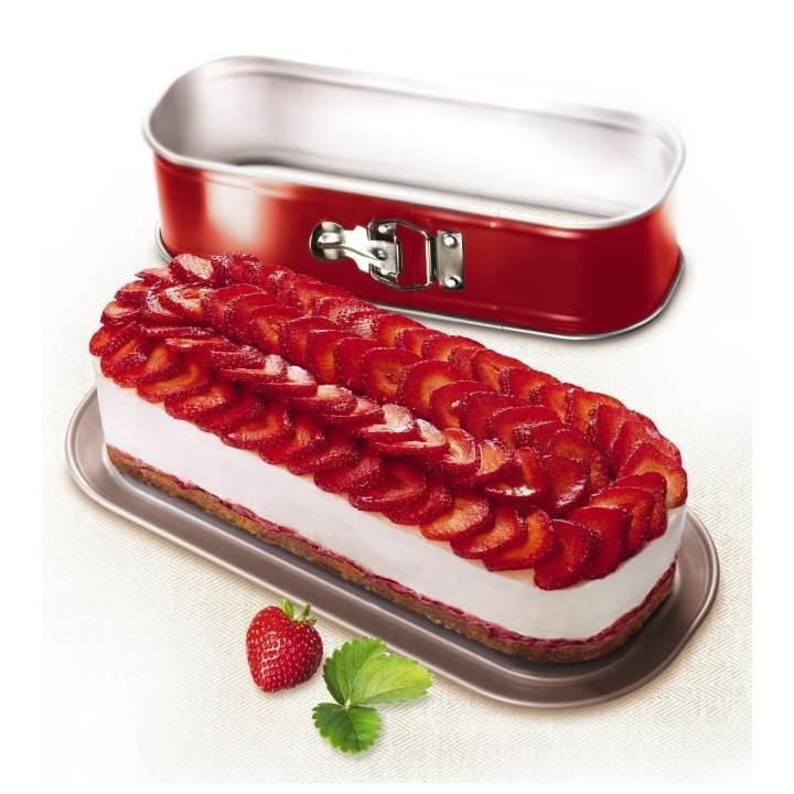 TEFAL Moule a cake Delibake en acier - Ø 30 x 11 cm - Rouge et gris -