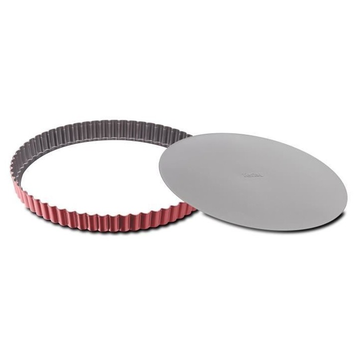 TEFAL Moule a tarte Delibake en acier - Ø 28 cm - Rouge et gris - Fon