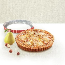 TEFAL Moule a tarte Delibake en acier - Ø 28 cm - Rouge et gris - Fond amovible