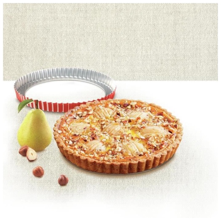 TEFAL Moule a tarte Delibake en acier - Ø 28 cm - Rouge et gris - Fon