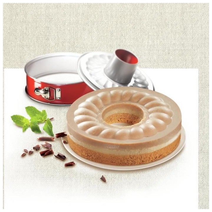 TEFAL Moule a savarin Delibake en acier - Ø 19 cm - Rouge et gris - A