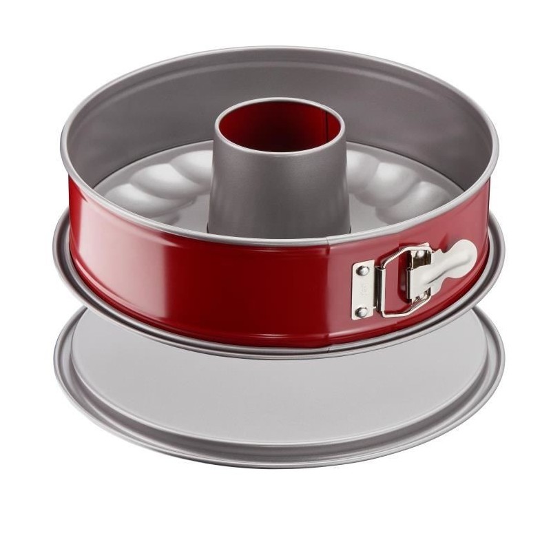 TEFAL Moule a savarin Delibake en acier - Ø 25 cm - Rouge et gris - Avec charniere