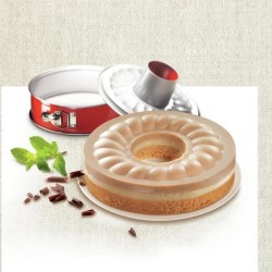 TEFAL Moule a savarin Delibake en acier - Ø 25 cm - Rouge et gris - Avec charniere