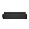 Canapé d'angle panoramique convertible 5 places JAMES - Simili et tissu Noir et Anthracite - L 298 x P 142 x H 85 cm