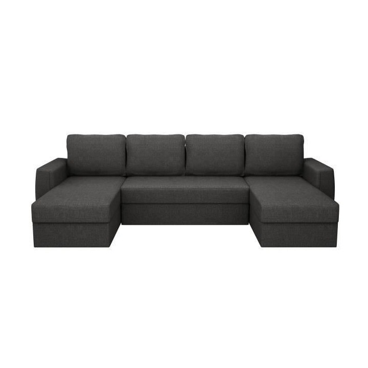 Canapé d'angle panoramique convertible 5 places JAMES - Tissu anthrac