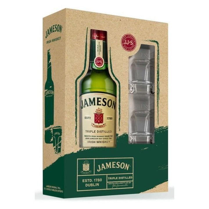 Jameson irish Whiskey - Blended Whiskey - 40%vol - 70cl - Coffret avec