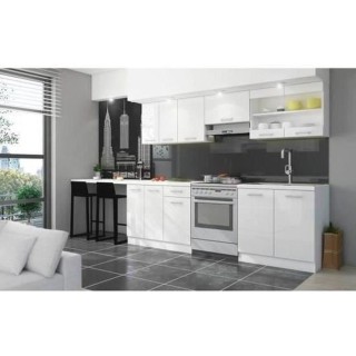 ULTRA Cuisine complete avec plan de travail L 2m40 - Blanc laqué bril