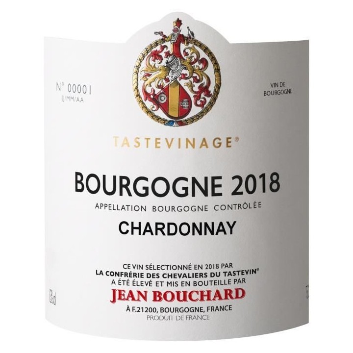 Jean Bouchard 2018 Bourgogne Chardonnay - Vin blanc de Bourgogne - Tas