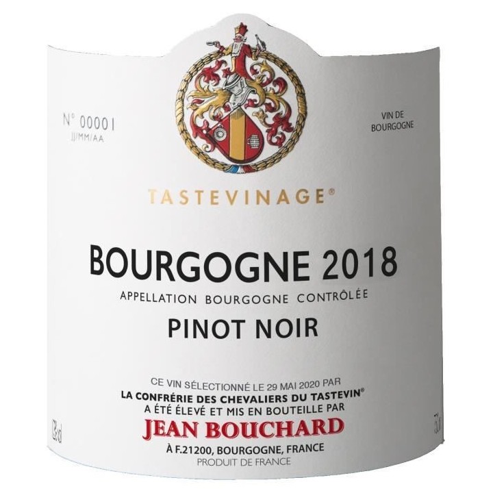 Jean Bouchard Tastevine 2018 Bourgogne Pinot Noir - Vin rouge de Bourg