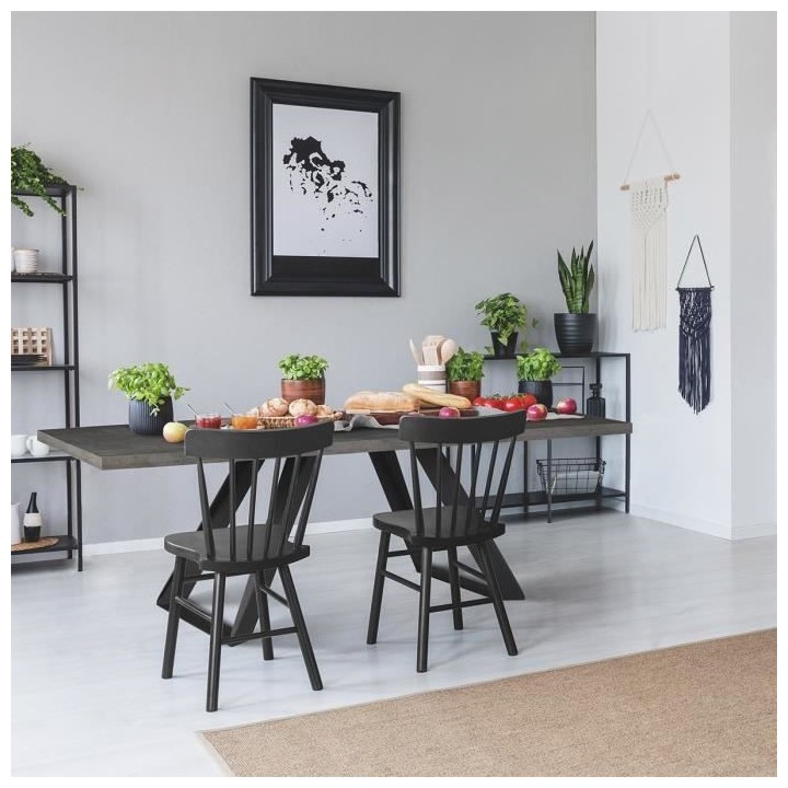 Table a manger fixe AMY - Rectangulaire - en métal noir - 8 personnes