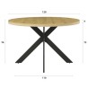 Table a manger - Ronde - Scandinave - CESAME - L 120 x P 75 x H 69 cm - Pieds métal - Décor chene