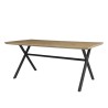 Table a manger fixe CROSS- Rectangulaire - Mélaminé Décor chene et métal noir - 8 personnes - L 180 x P 90 x H 76 cm