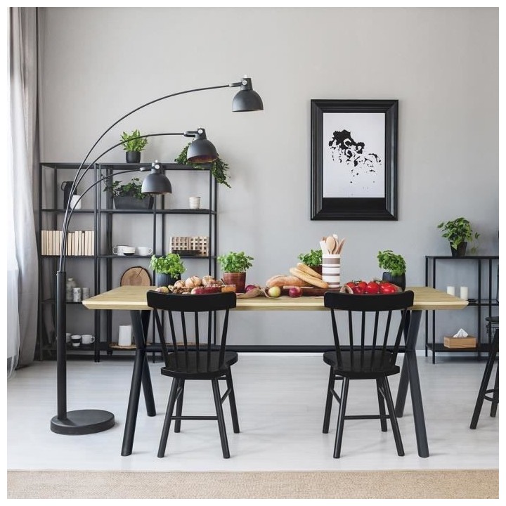 Table a manger fixe CROSS- Rectangulaire - Mélaminé Décor chene et