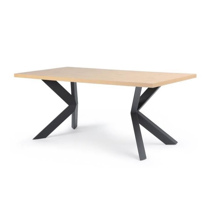 Table a manger fixe ELLIOR - Mélamine décor chene - Pieds Métal - s