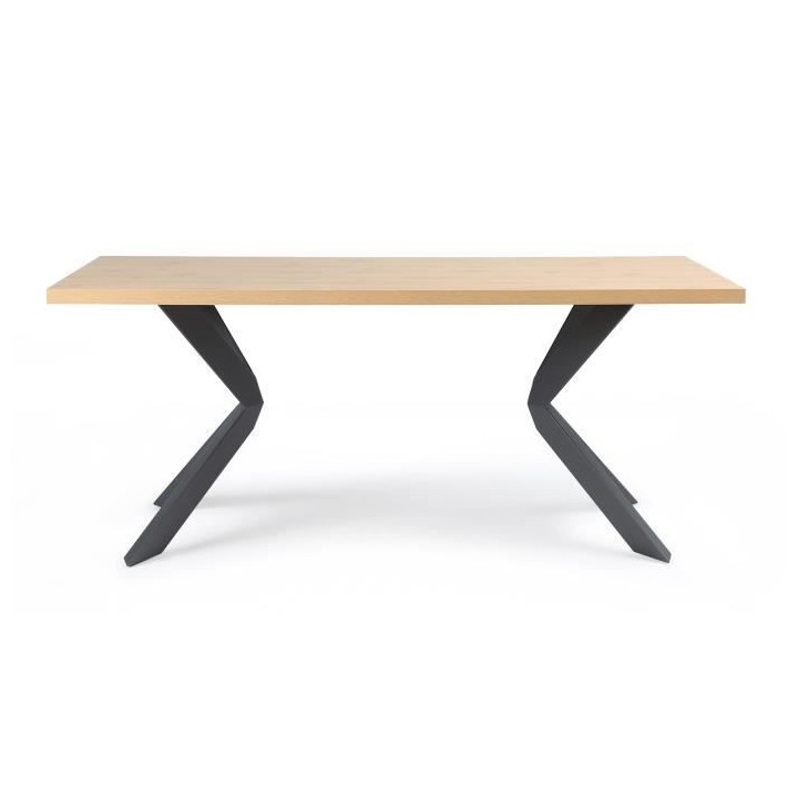 Table a manger fixe ELLIOR - Mélamine décor chene - Pieds Métal - s