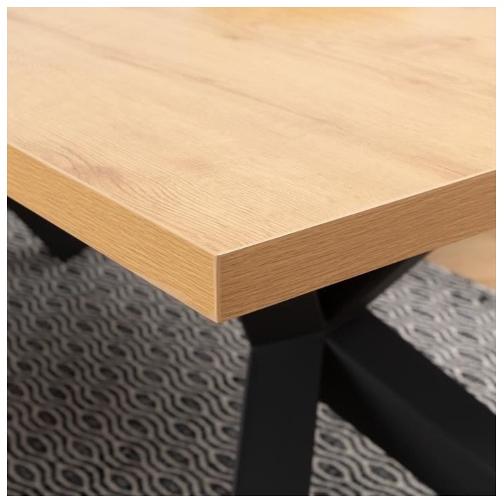 Table a manger fixe ELLIOR - Mélamine décor chene - Pieds Métal - s