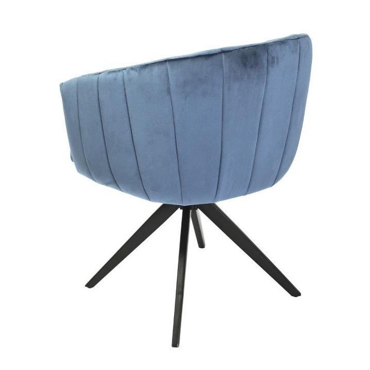 MANON Fauteuil de table - Velours bleu - L 61,5 x P 61 x H 79,5 cm