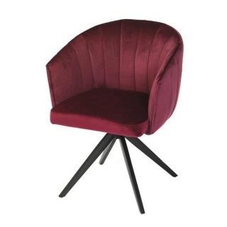 Chaise de salle a manger - Velours bordeaux - L 61,5 x P 61 x H 79,5 c