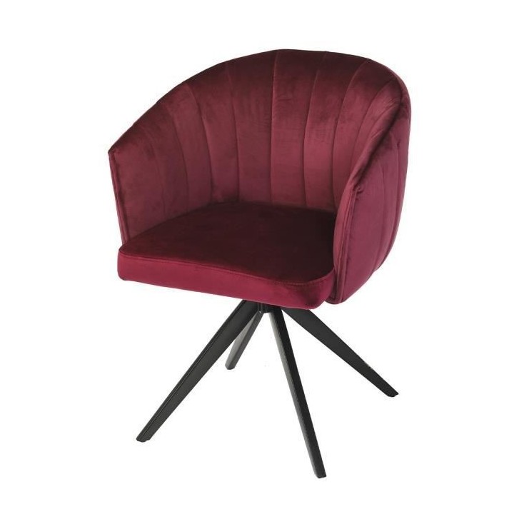 Chaise de salle a manger - Velours bordeaux - L 61,5 x P 61 x H 79,5 c