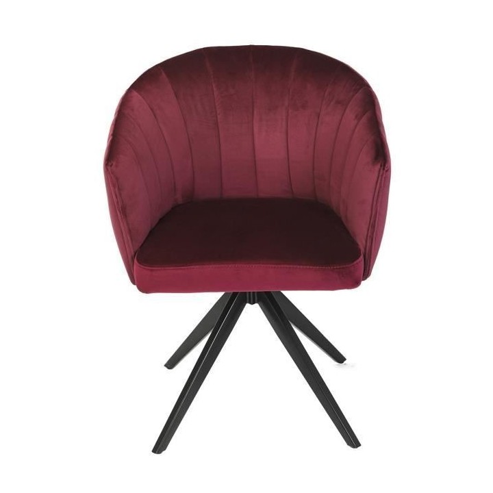 Chaise de salle a manger - Velours bordeaux - L 61,5 x P 61 x H 79,5 c