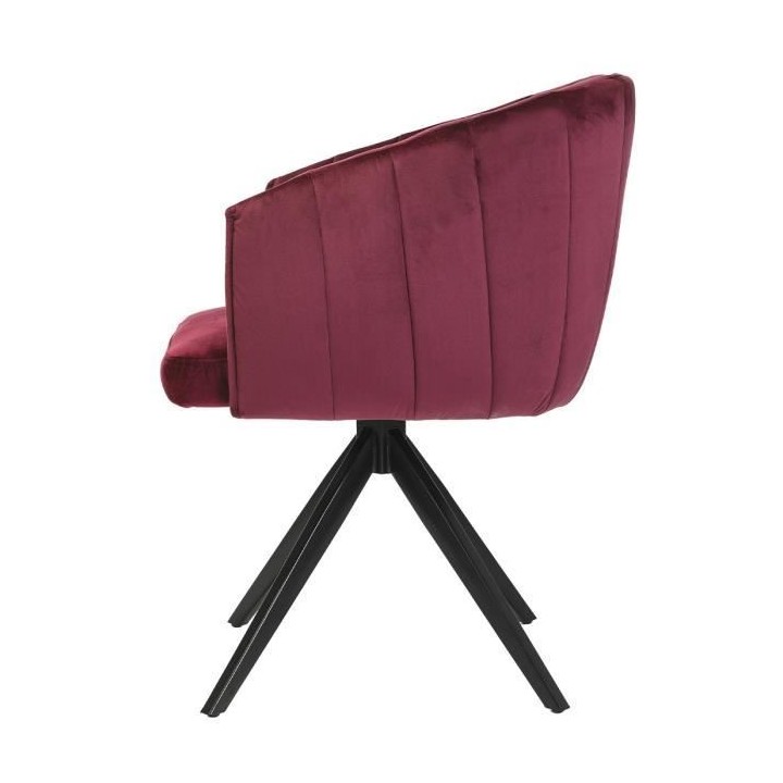 Chaise de salle a manger - Velours bordeaux - L 61,5 x P 61 x H 79,5 c
