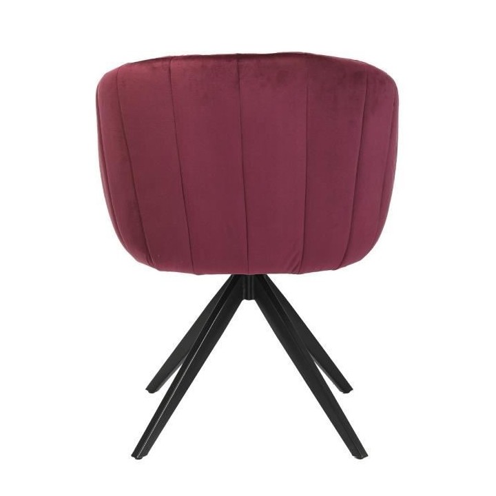 Chaise de salle a manger - Velours bordeaux - L 61,5 x P 61 x H 79,5 c